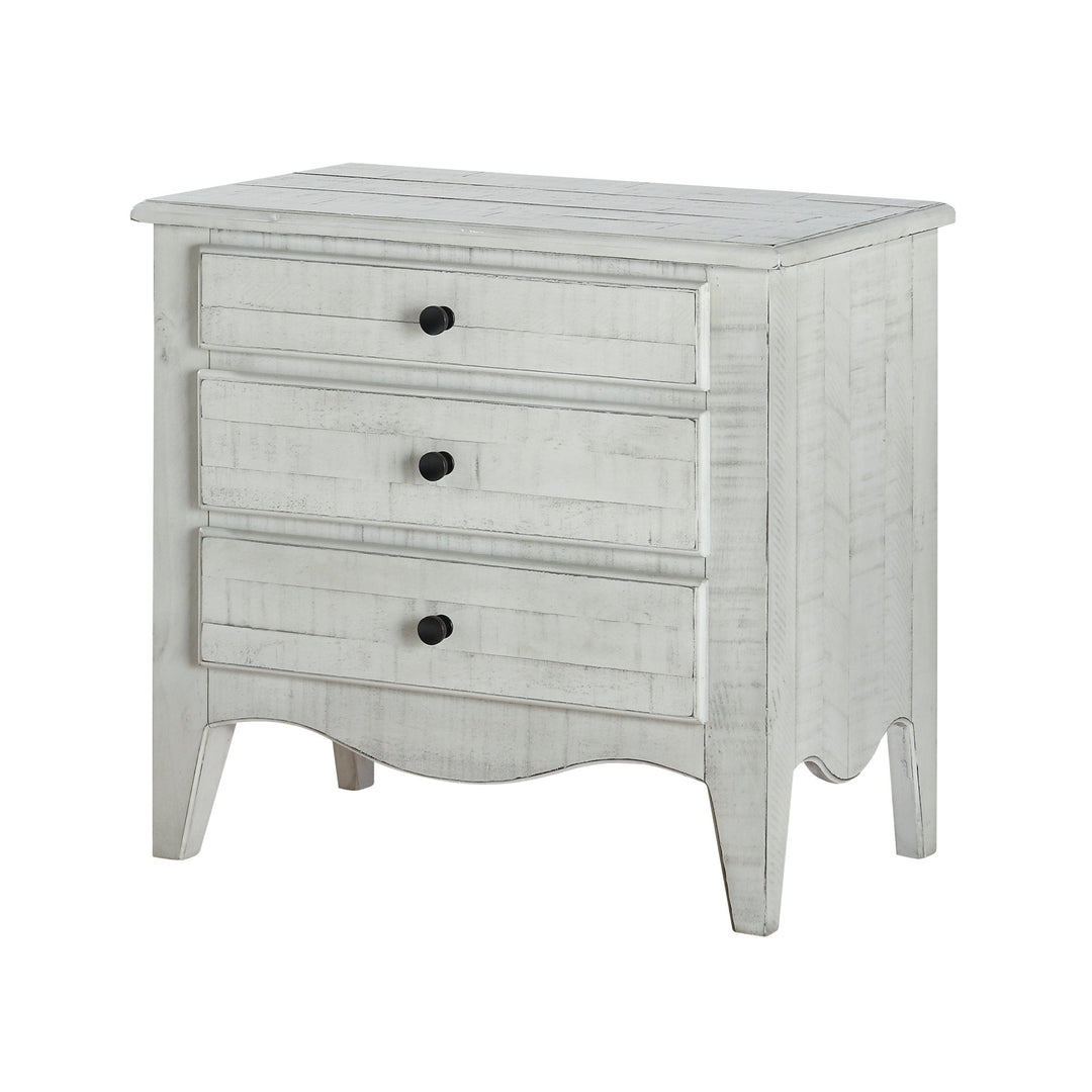 Ella Solid Wood Three Drawer Nightstand in White Wash Nightstand modern furniture Contempo Furniture