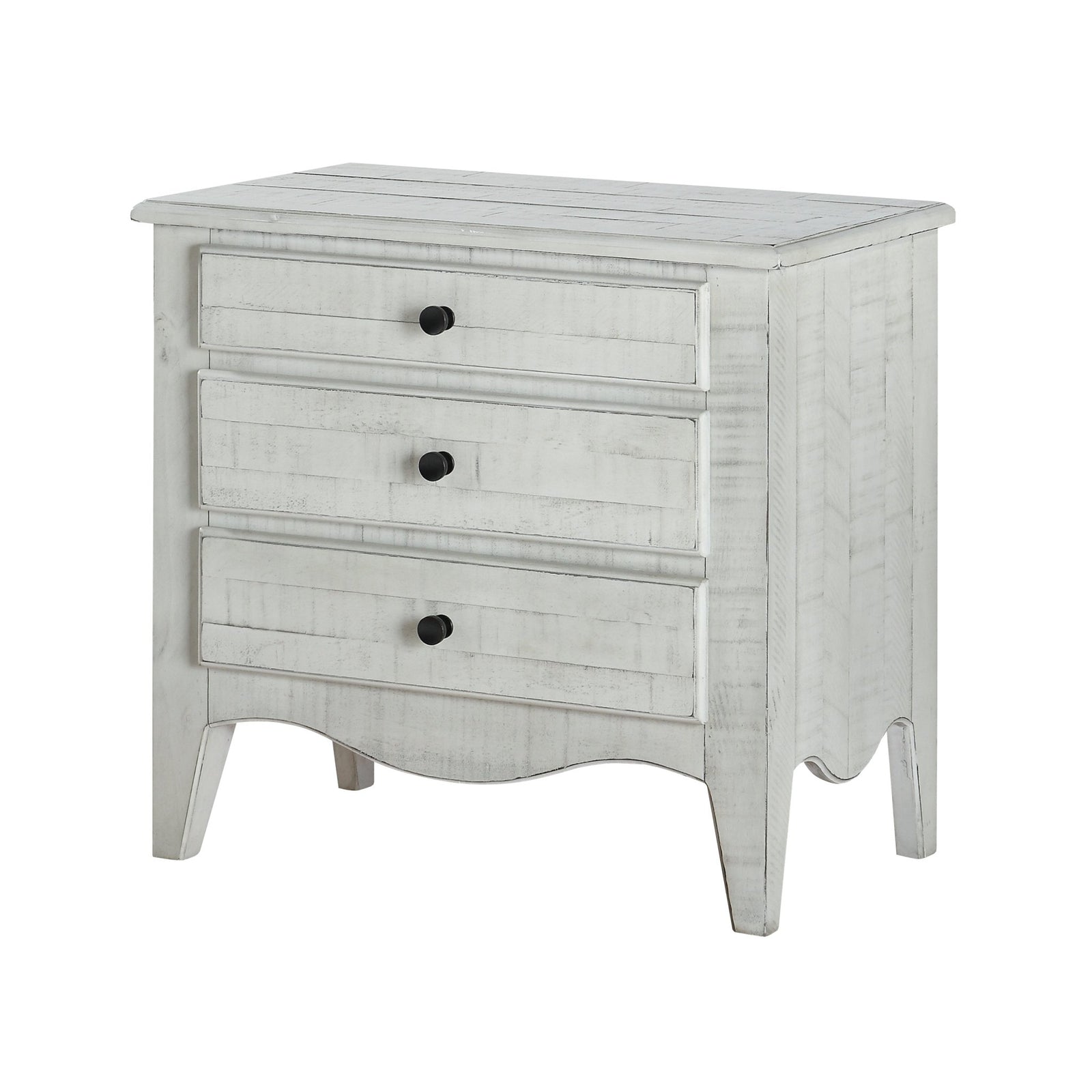 Ella Solid Wood Three Drawer Nightstand in White Wash Nightstand modern furniture Contempo Furniture
