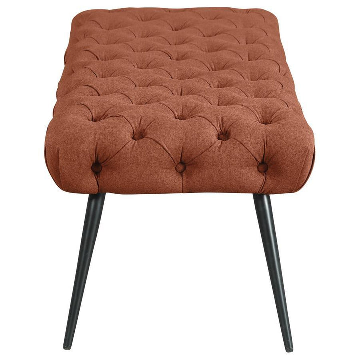 Ella - Upholstered Tufted Bench Metal Legs - Rust Upholstered Bench modern furniture Contempo Furniture