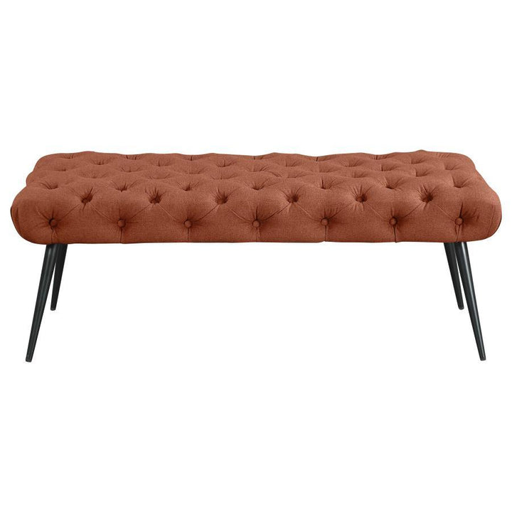 Ella - Upholstered Tufted Bench Metal Legs - Rust Upholstered Bench modern furniture Contempo Furniture