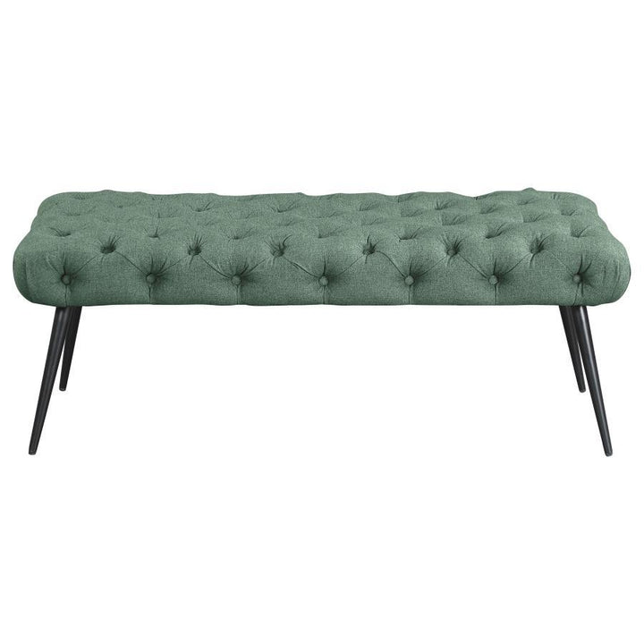 Ella - Upholstered Tufted Bench Metal Legs - Teal Upholstered Bench modern furniture Contempo Furniture