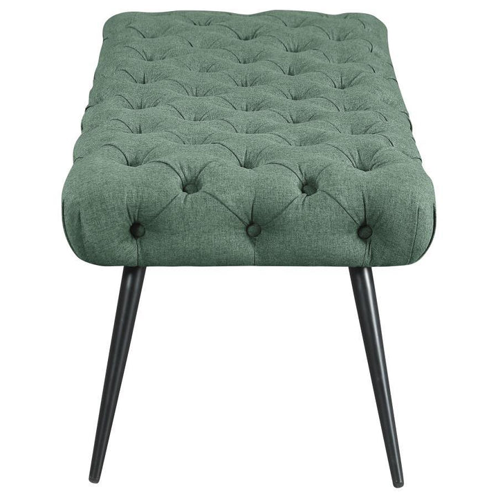 Ella - Upholstered Tufted Bench Metal Legs - Teal Upholstered Bench modern furniture Contempo Furniture