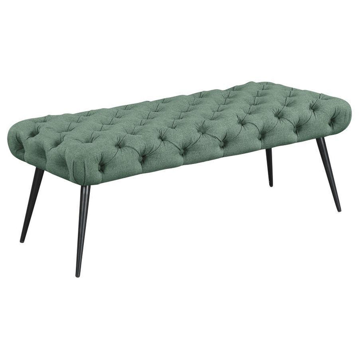 Ella - Upholstered Tufted Bench Metal Legs - Teal Upholstered Bench modern furniture Contempo Furniture