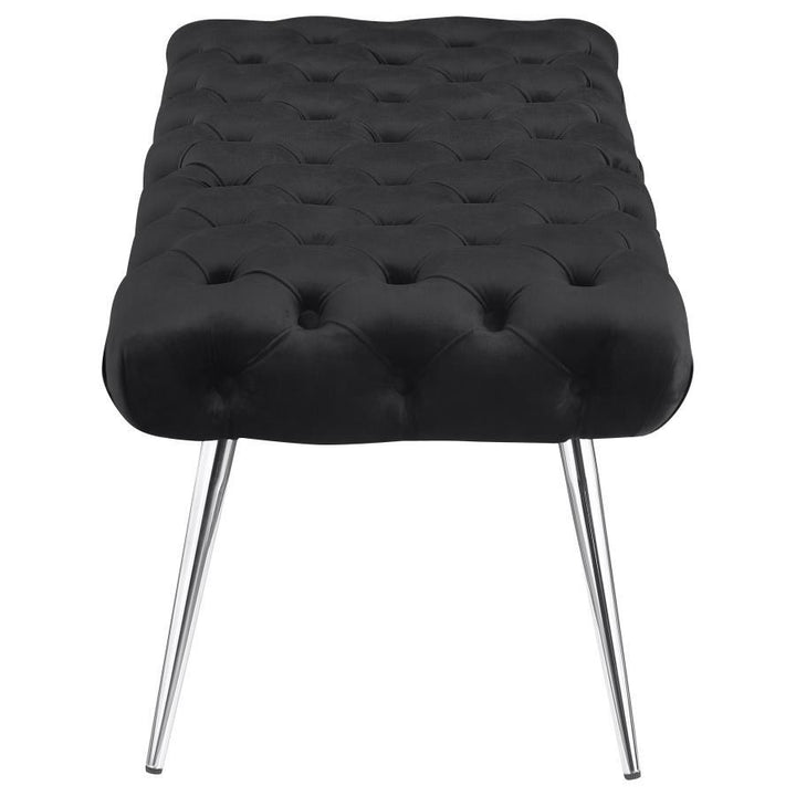 Ella - Upholstered Tufted Bench Stainless Steel Legs - Black Upholstered Bench modern furniture Contempo Furniture