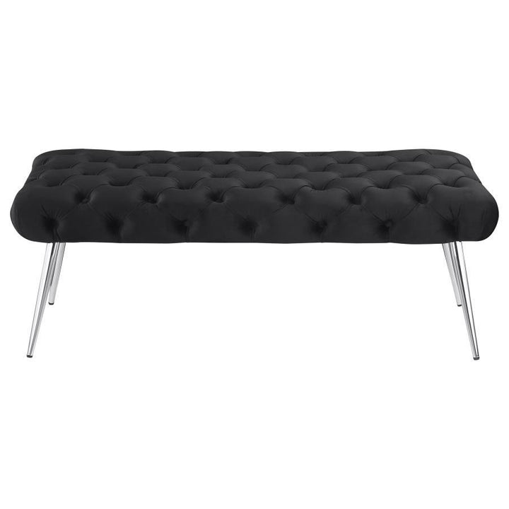 Ella - Upholstered Tufted Bench Stainless Steel Legs - Black Upholstered Bench modern furniture Contempo Furniture