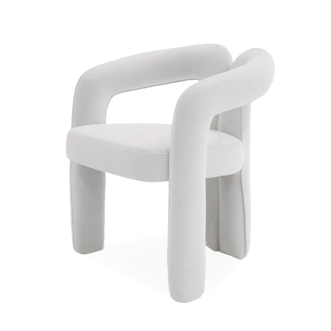 Ellen  Glam White Velvet Dining Chair