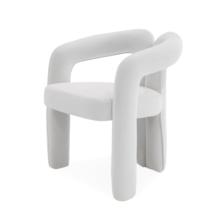 Ellen  Glam White Velvet Dining Chair