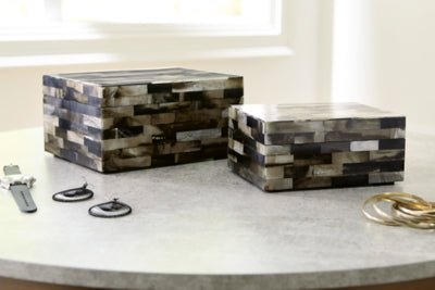 Ellford Box (Set of 2) - Dark Brown Basket &amp; Box modern furniture Contempo Furniture