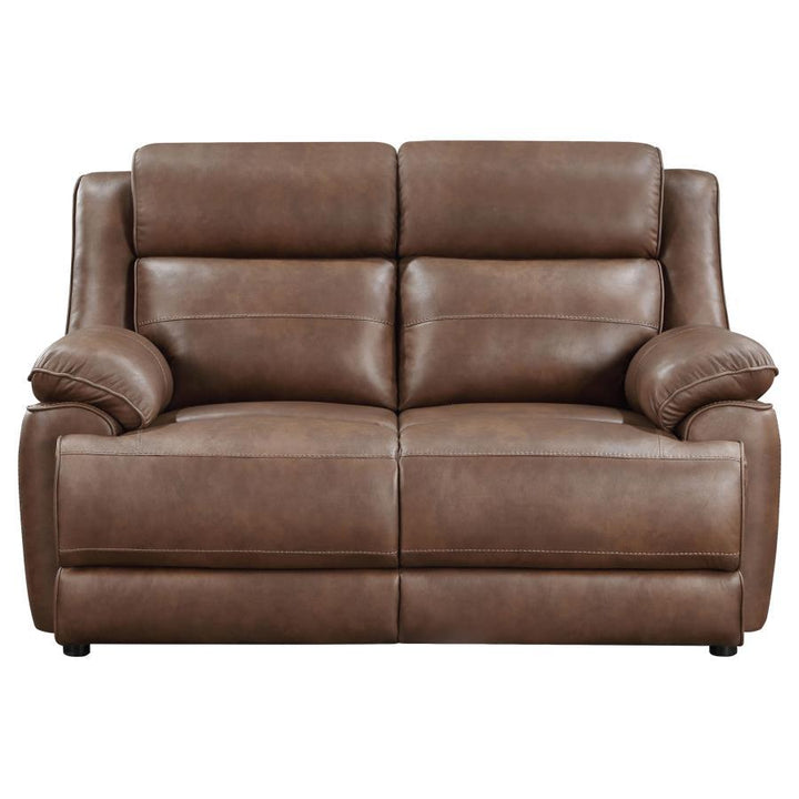 Ellington - 2 Piece Upholstered Padded Arm Sofa Set - Dark Brown Stationary Sofa &amp; Loveseat modern furniture Contempo Furniture
