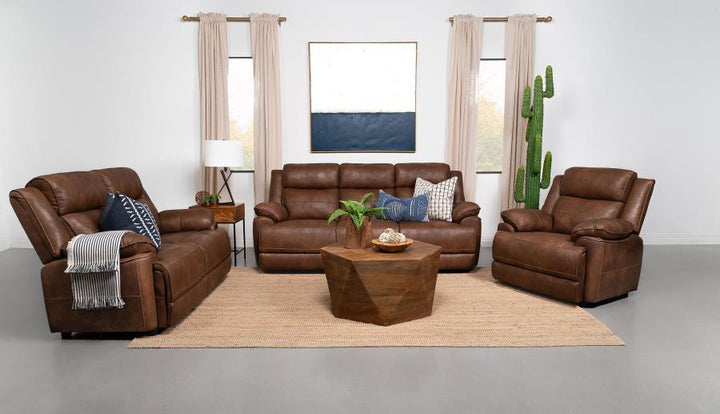 Ellington - Upholstered Padded Arm Loveseat - Dark Brown Stationary Loveseat modern furniture Contempo Furniture