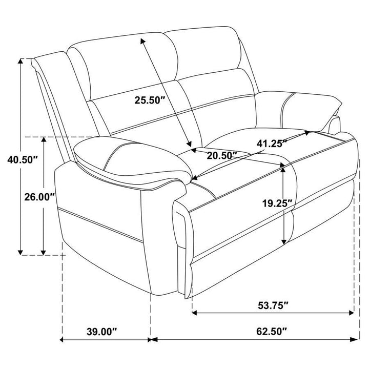 Ellington - Upholstered Padded Arm Loveseat - Dark Brown Stationary Loveseat modern furniture Contempo Furniture