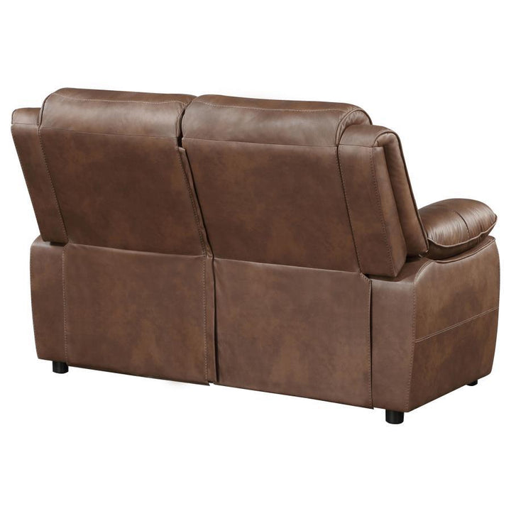 Ellington - Upholstered Padded Arm Loveseat - Dark Brown Stationary Loveseat modern furniture Contempo Furniture