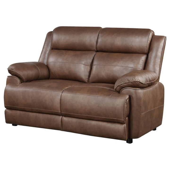 Ellington - Upholstered Padded Arm Loveseat - Dark Brown Stationary Loveseat modern furniture Contempo Furniture