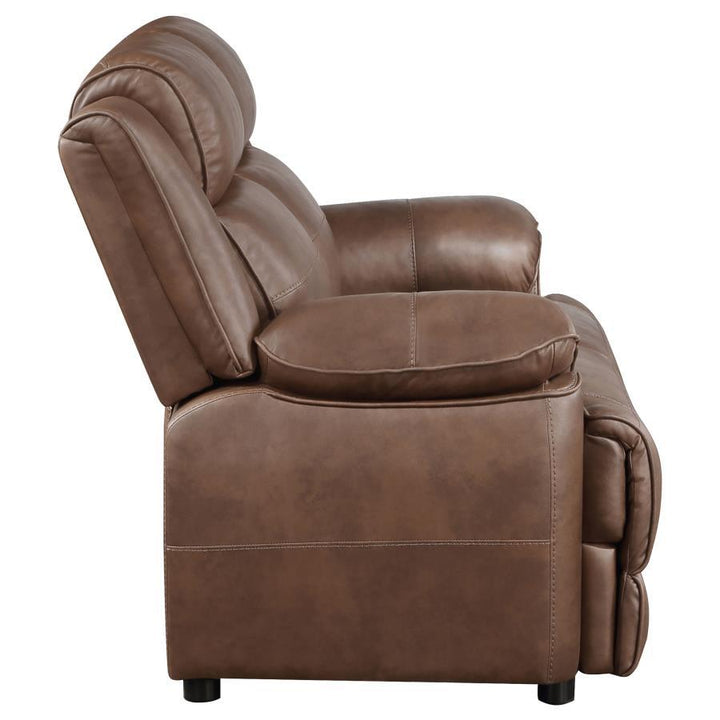 Ellington - Upholstered Padded Arm Loveseat - Dark Brown Stationary Loveseat modern furniture Contempo Furniture