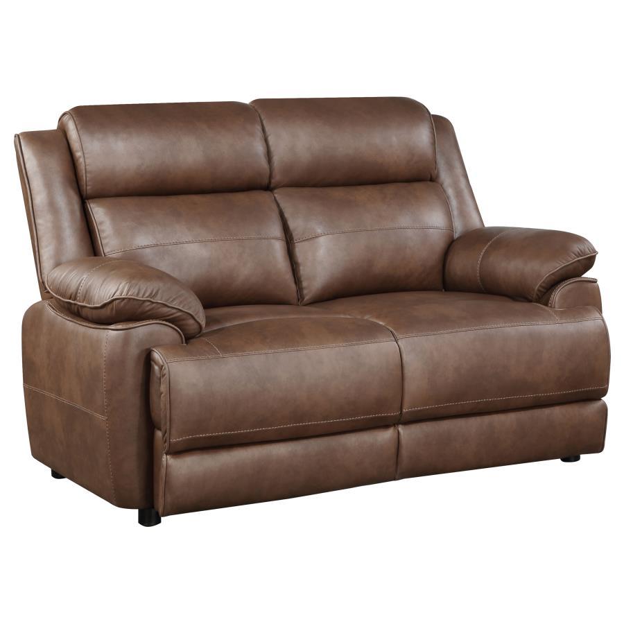 Ellington - Upholstered Padded Arm Loveseat - Dark Brown Stationary Loveseat modern furniture Contempo Furniture