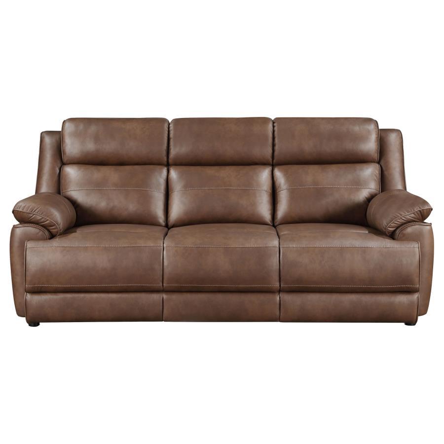 Ellington - Upholstered Padded Arm Sofa - Dark Brown Stationary Sofa modern furniture Contempo Furniture