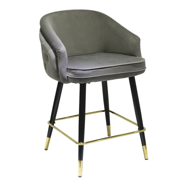 Elliot - Contemporary Grey &amp; Black/Gold Dining Bar Stool (Set of 2)