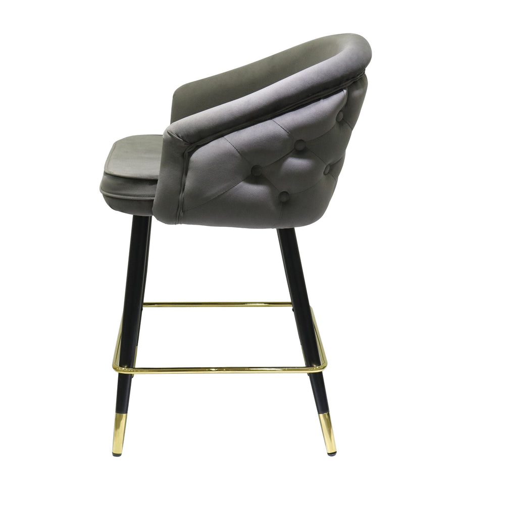 Elliot - Contemporary Grey & Black/Gold Dining Bar Stool (Set of 2)
