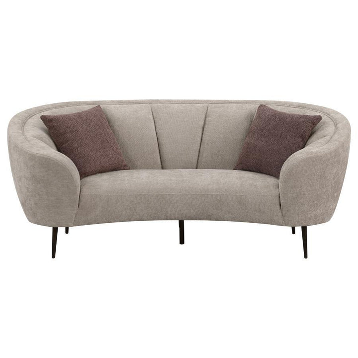 Ellorie - 2 Piece Upholstered Curved Sofa Set - Beige Stationary Sofa &amp; Loveseat modern furniture Contempo Furniture