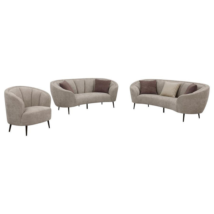 Ellorie - 3 Piece Upholstered Curved Sofa Set - Beige 3 - Piece Living Room Set modern furniture Contempo Furniture