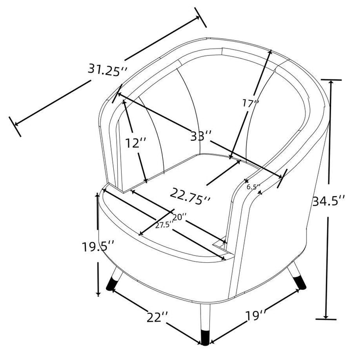 Ellorie - Upholstered Channel Back Curved Chair - Beige Arm Chair modern furniture Contempo Furniture