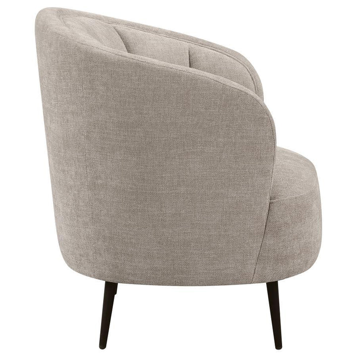 Ellorie - Upholstered Channel Back Curved Chair - Beige Arm Chair modern furniture Contempo Furniture