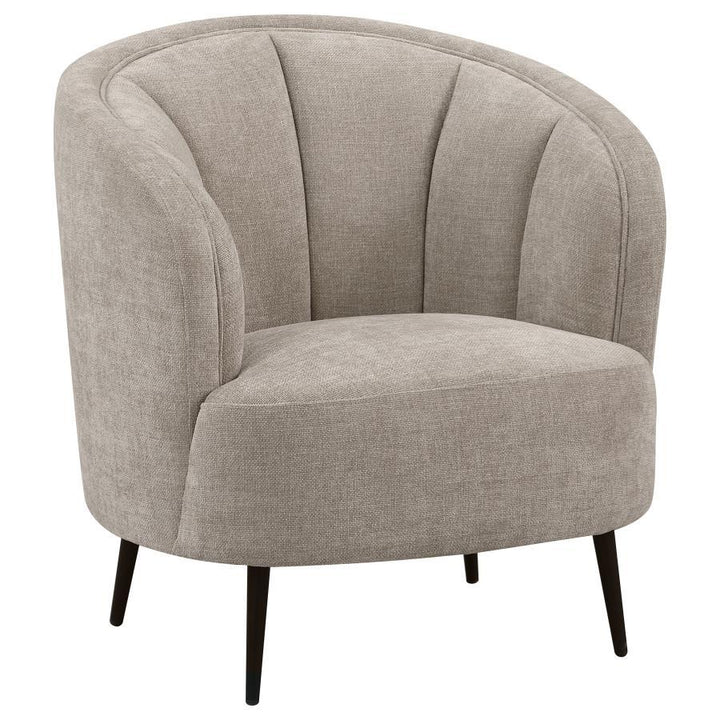 Ellorie - Upholstered Channel Back Curved Chair - Beige Arm Chair modern furniture Contempo Furniture