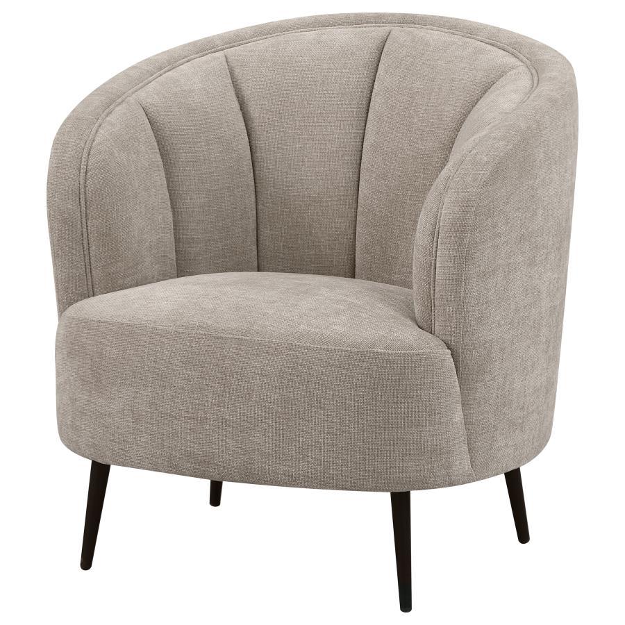 Ellorie - Upholstered Channel Back Curved Chair - Beige Arm Chair modern furniture Contempo Furniture