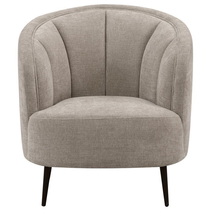 Ellorie - Upholstered Channel Back Curved Chair - Beige Arm Chair modern furniture Contempo Furniture