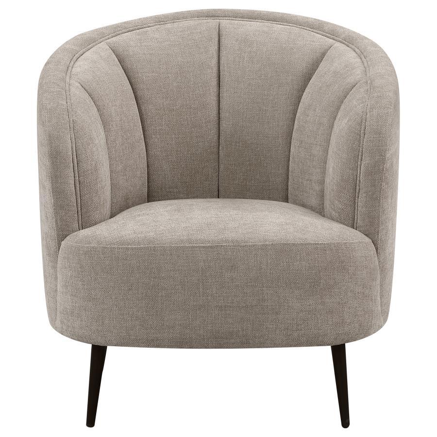 Ellorie - Upholstered Channel Back Curved Chair - Beige Arm Chair modern furniture Contempo Furniture