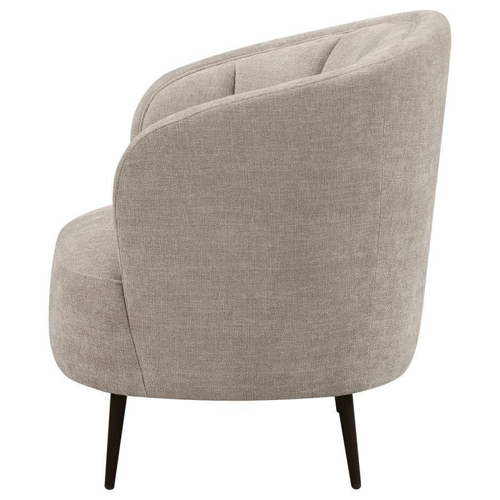 Ellorie - Upholstered Channel Back Curved Chair - Beige Arm Chair modern furniture Contempo Furniture