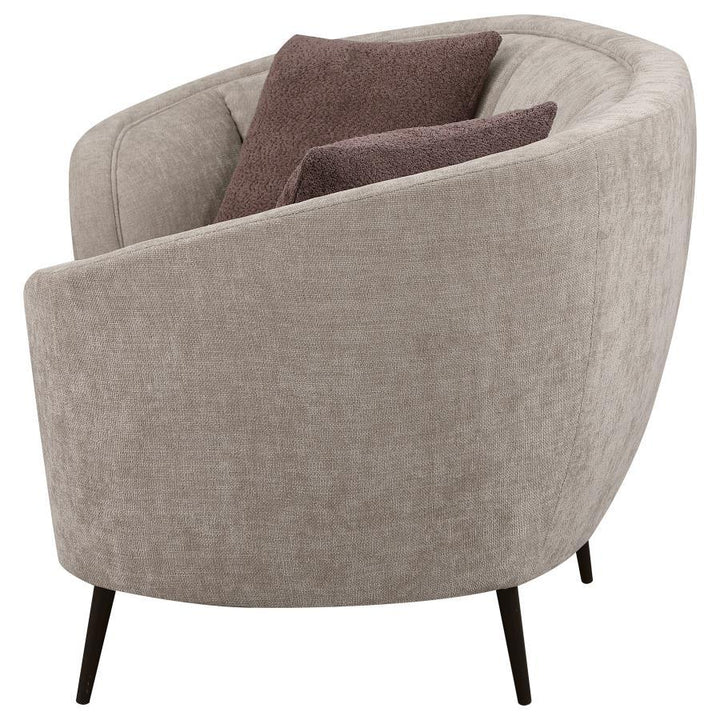 Ellorie - Upholstered Channel Back Curved Loveseat - Beige Stationary Loveseat modern furniture Contempo Furniture