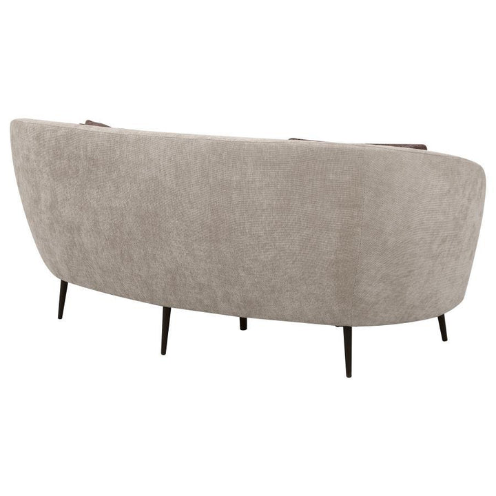 Ellorie - Upholstered Channel Back Curved Loveseat - Beige Stationary Loveseat modern furniture Contempo Furniture