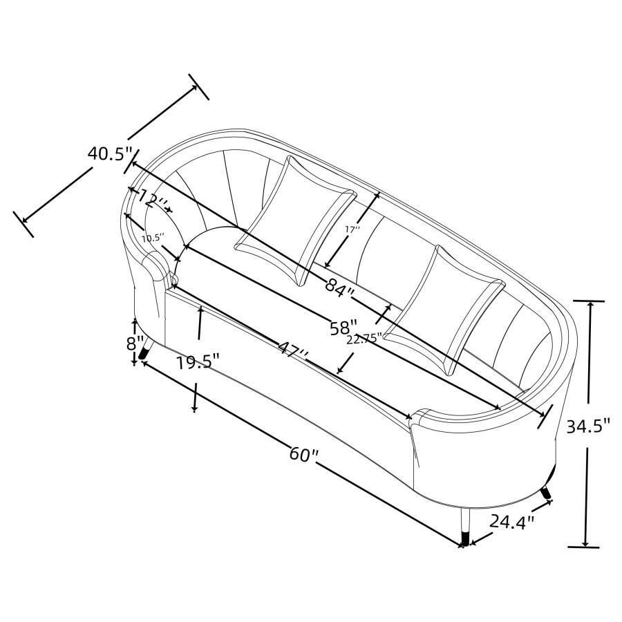 Ellorie - Upholstered Channel Back Curved Loveseat - Beige Stationary Loveseat modern furniture Contempo Furniture
