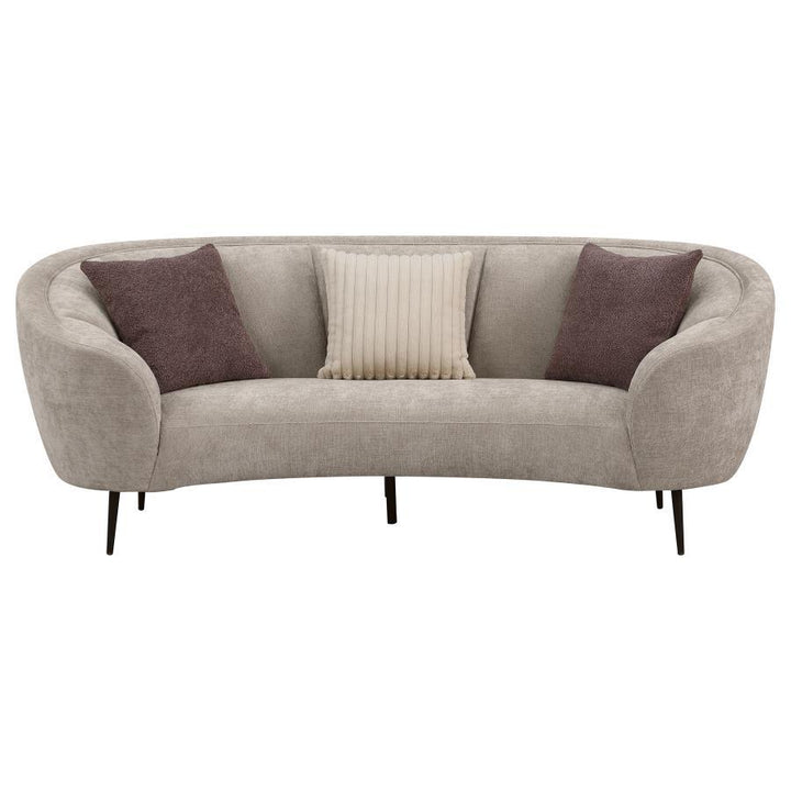 Ellorie - Upholstered Channel Back Curved Sofa - Beige Stationary Sofa modern furniture Contempo Furniture