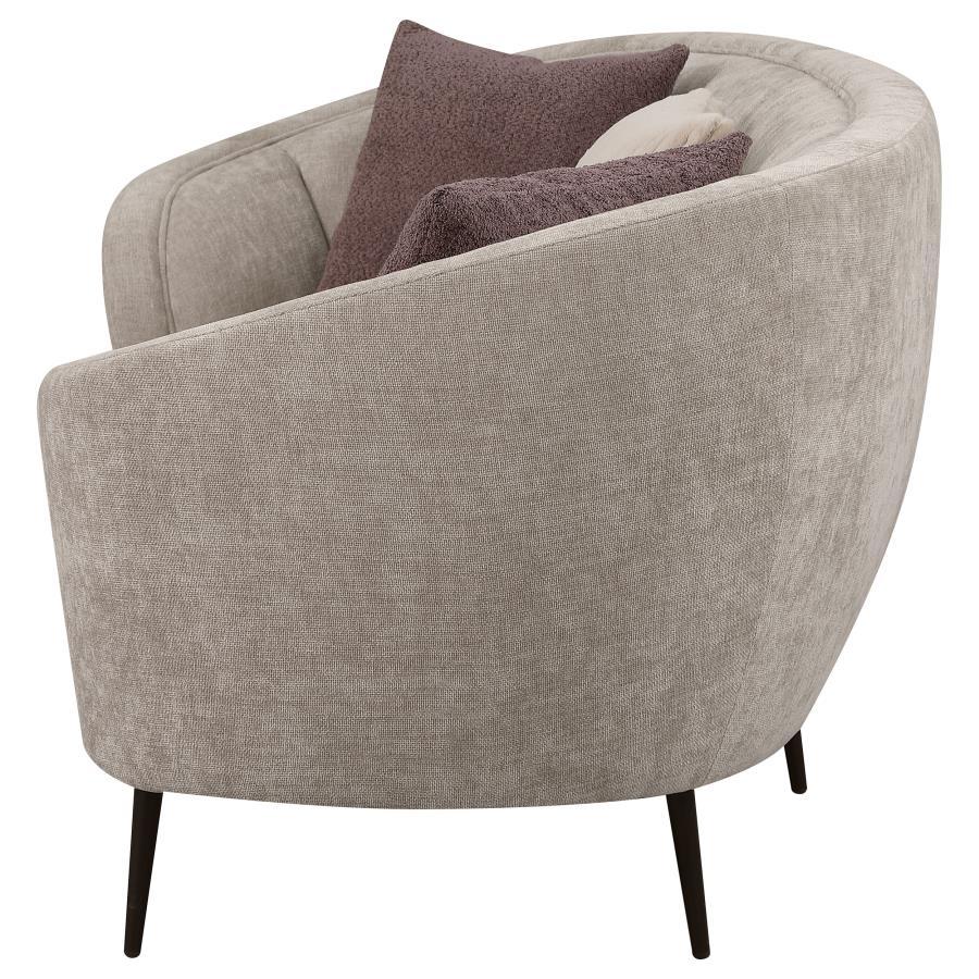 Ellorie - Upholstered Channel Back Curved Sofa - Beige Stationary Sofa modern furniture Contempo Furniture