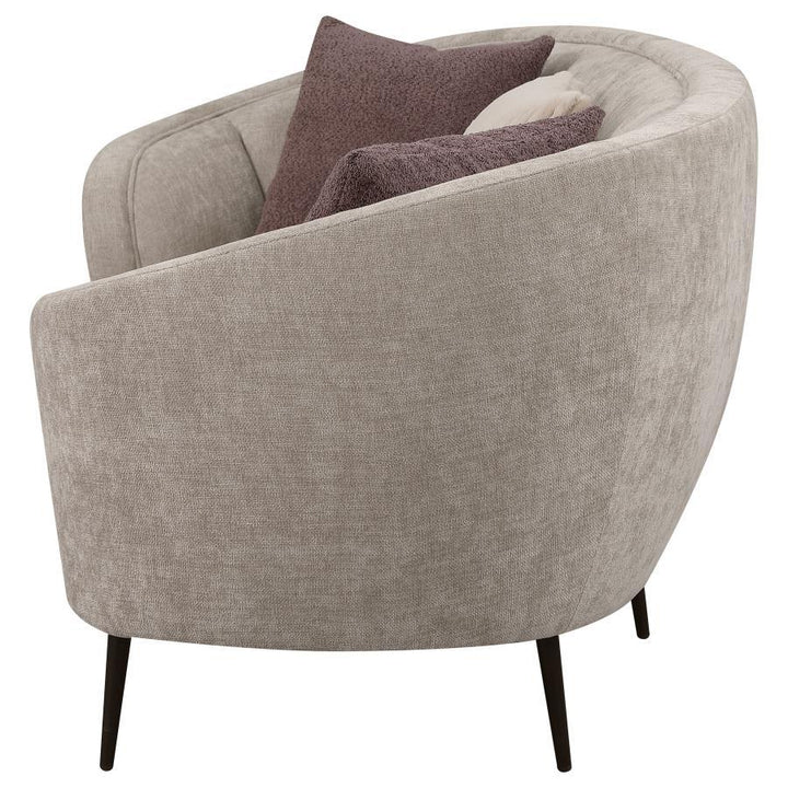 Ellorie - Upholstered Channel Back Curved Sofa - Beige Stationary Sofa modern furniture Contempo Furniture