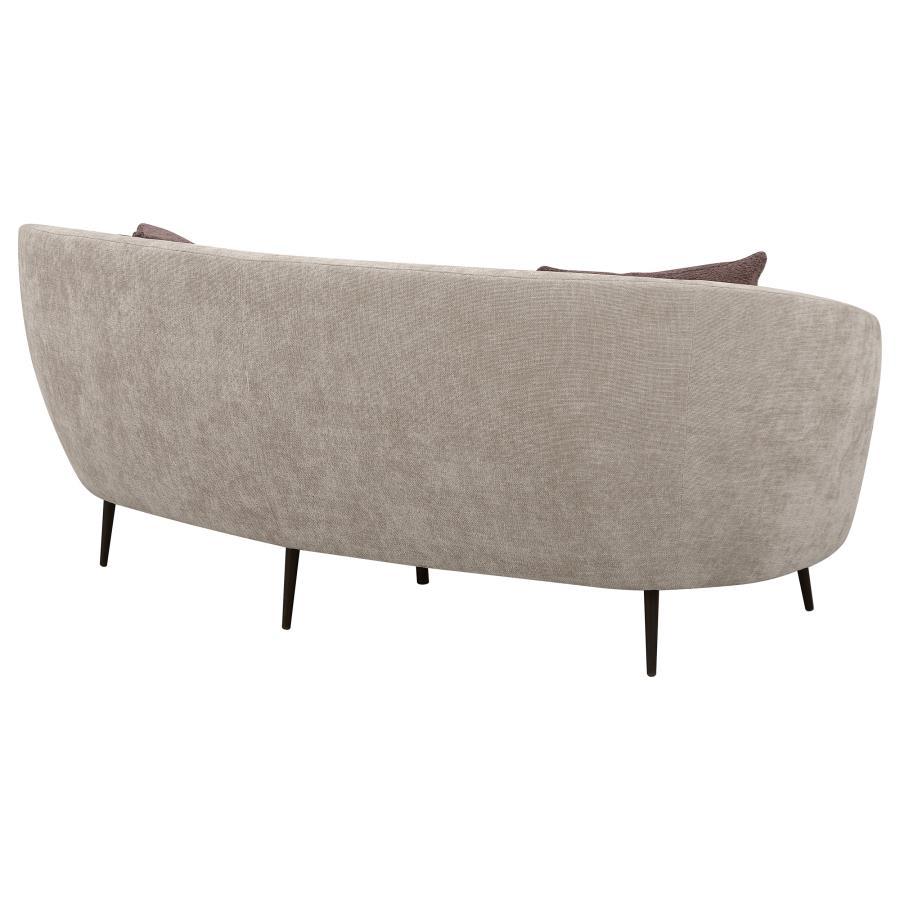 Ellorie - Upholstered Channel Back Curved Sofa - Beige Stationary Sofa modern furniture Contempo Furniture