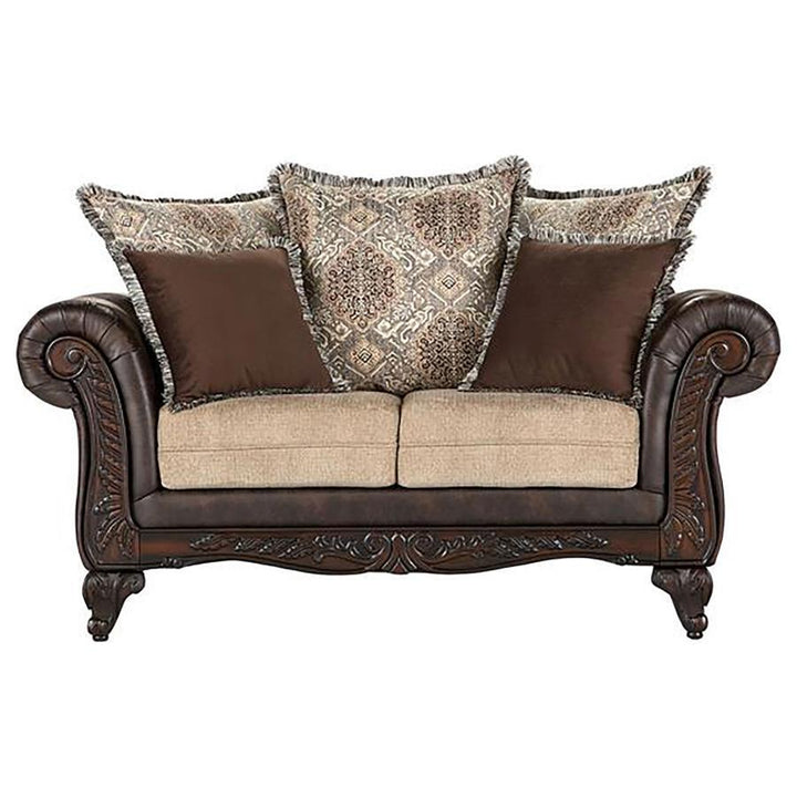 Elmbrook - 2 Piece Upholstered Rolled Arm Sofa Set - Brown Stationary Sofa &amp; Loveseat modern furniture Contempo Furniture