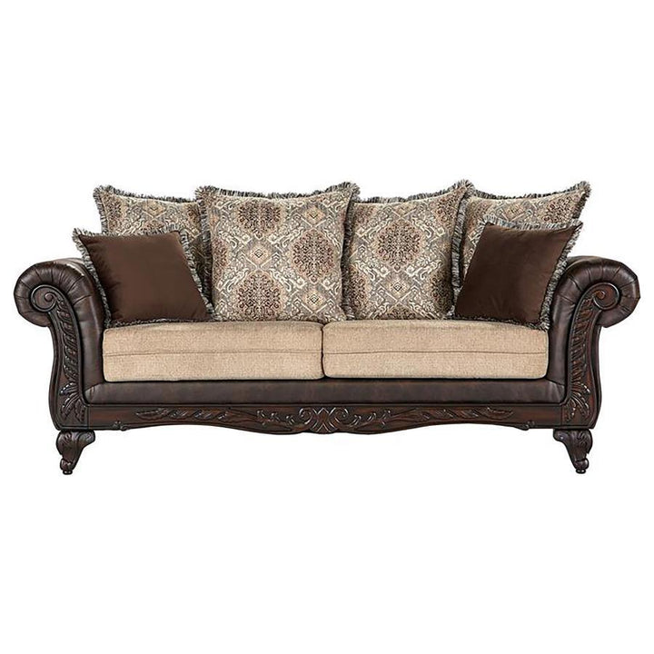 Elmbrook - Upholstered Rolled Arm Sofa - Brown Stationary Sofa modern furniture Contempo Furniture