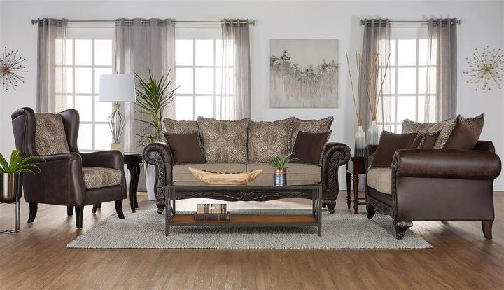 Elmbrook - Upholstered Wingback Accent Club Chair - Brown Wingback Chair modern furniture Contempo Furniture