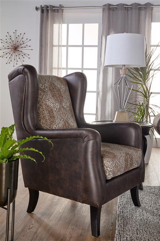 Elmbrook - Upholstered Wingback Accent Club Chair - Brown Wingback Chair modern furniture Contempo Furniture