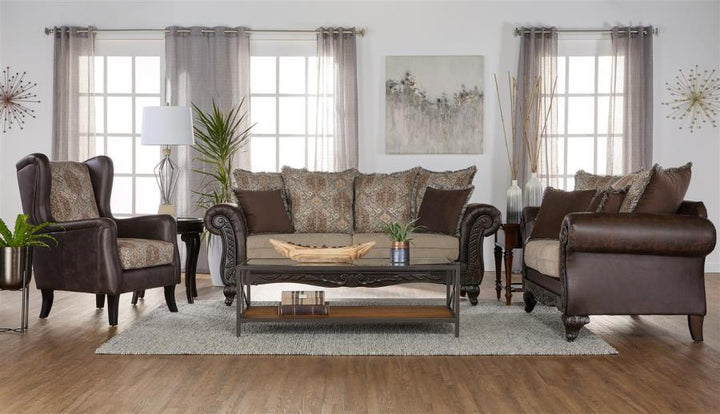 Elmbrook - Upholstered Wingback Accent Club Chair - Brown Wingback Chair modern furniture Contempo Furniture
