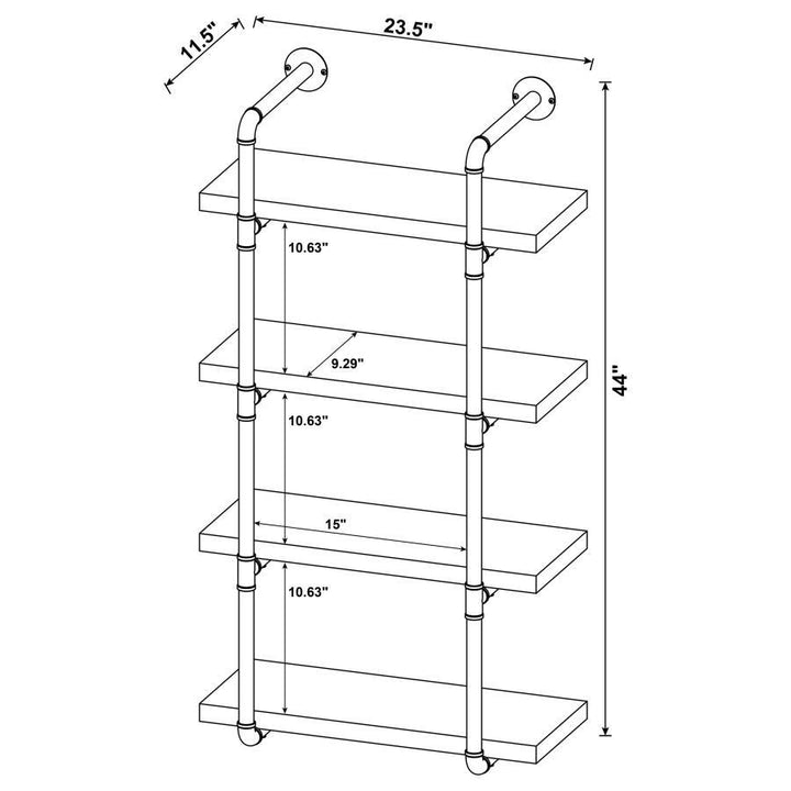 Elmcrest - 24" 4 - Shelf Wall Bookshelf - Gray Driftwood Wall Shelf modern furniture Contempo Furniture
