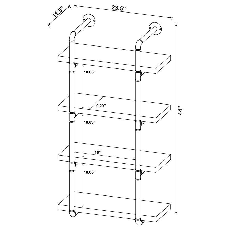 Elmcrest - 24" 4 - Shelf Wall Bookshelf - Gray Driftwood Wall Shelf modern furniture Contempo Furniture