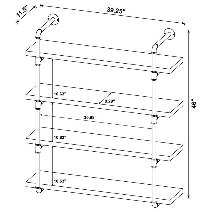 Elmcrest - 39" 4 - Shelf Wall Bookshelf - Rustic Oak Wall Shelf modern furniture Contempo Furniture