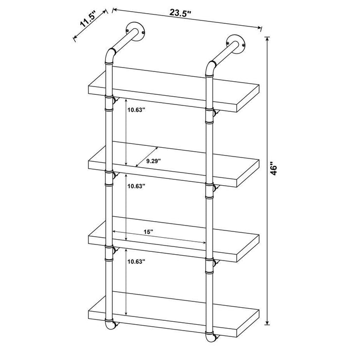 Elmcrest - 4 - Shelf Wall Bookshelf - Rustic Oak Wall Shelf modern furniture Contempo Furniture