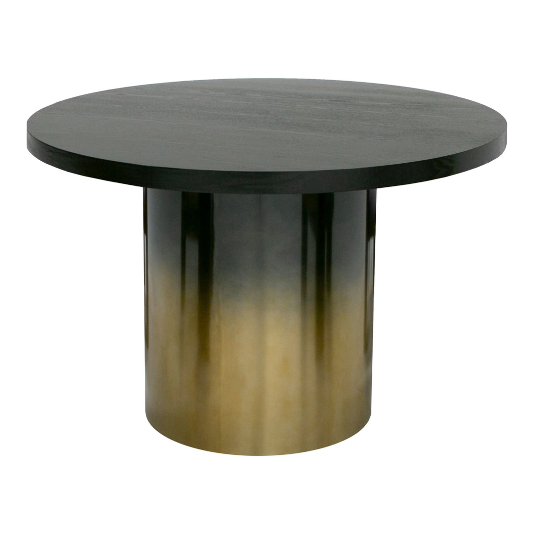 Elmira - Glam Black Ash + Gradient Stainless Steel Round Dining Table