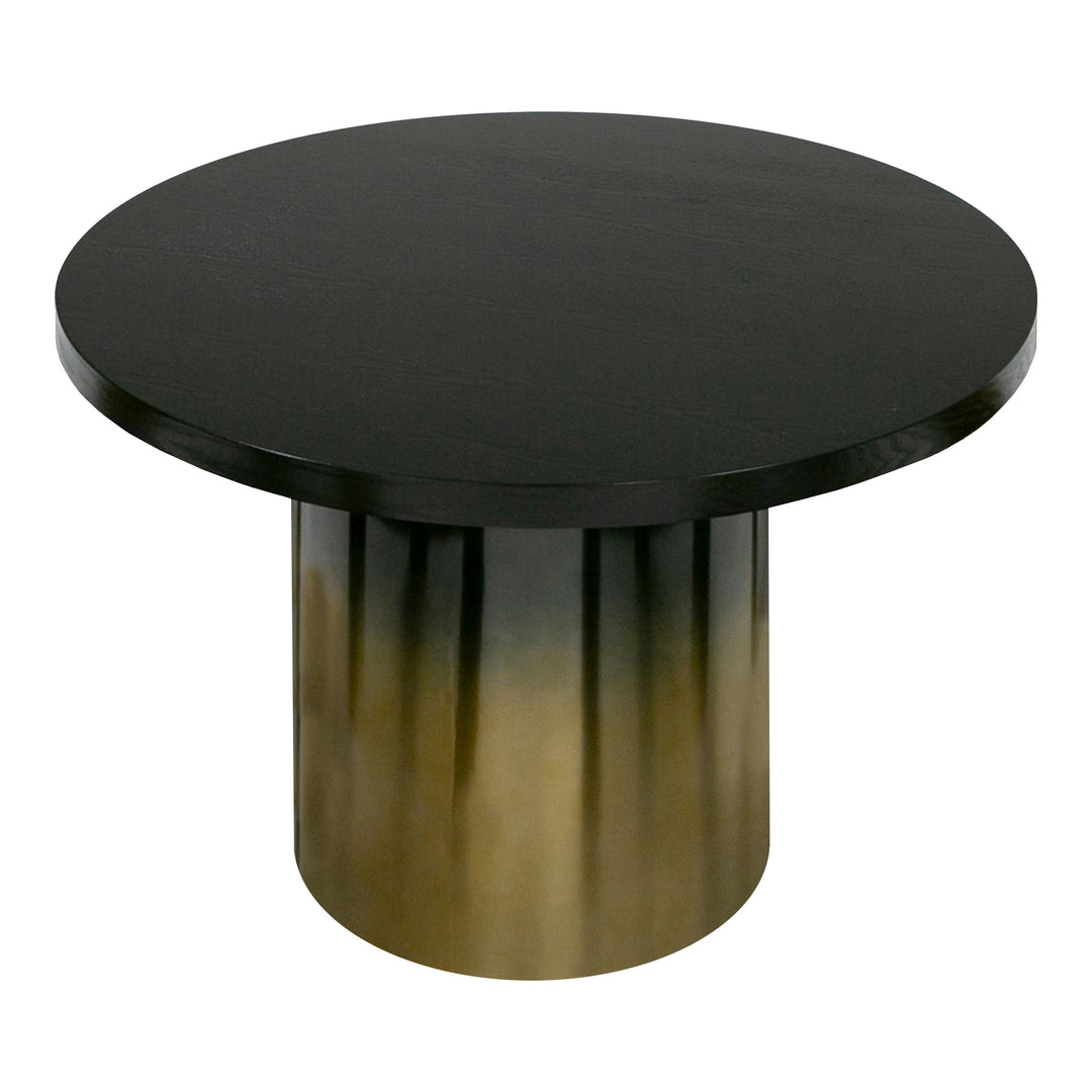 Elmira - Glam Black Ash + Gradient Stainless Steel Round Dining Table