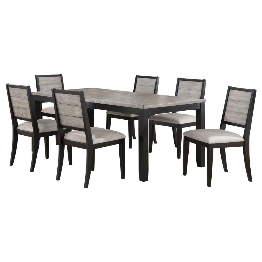 Elodie - 7 Piece Rectangular Extension Leaf Dining Set - Black 7 - Piece Dining Room Set modern furniture Contempo Furniture